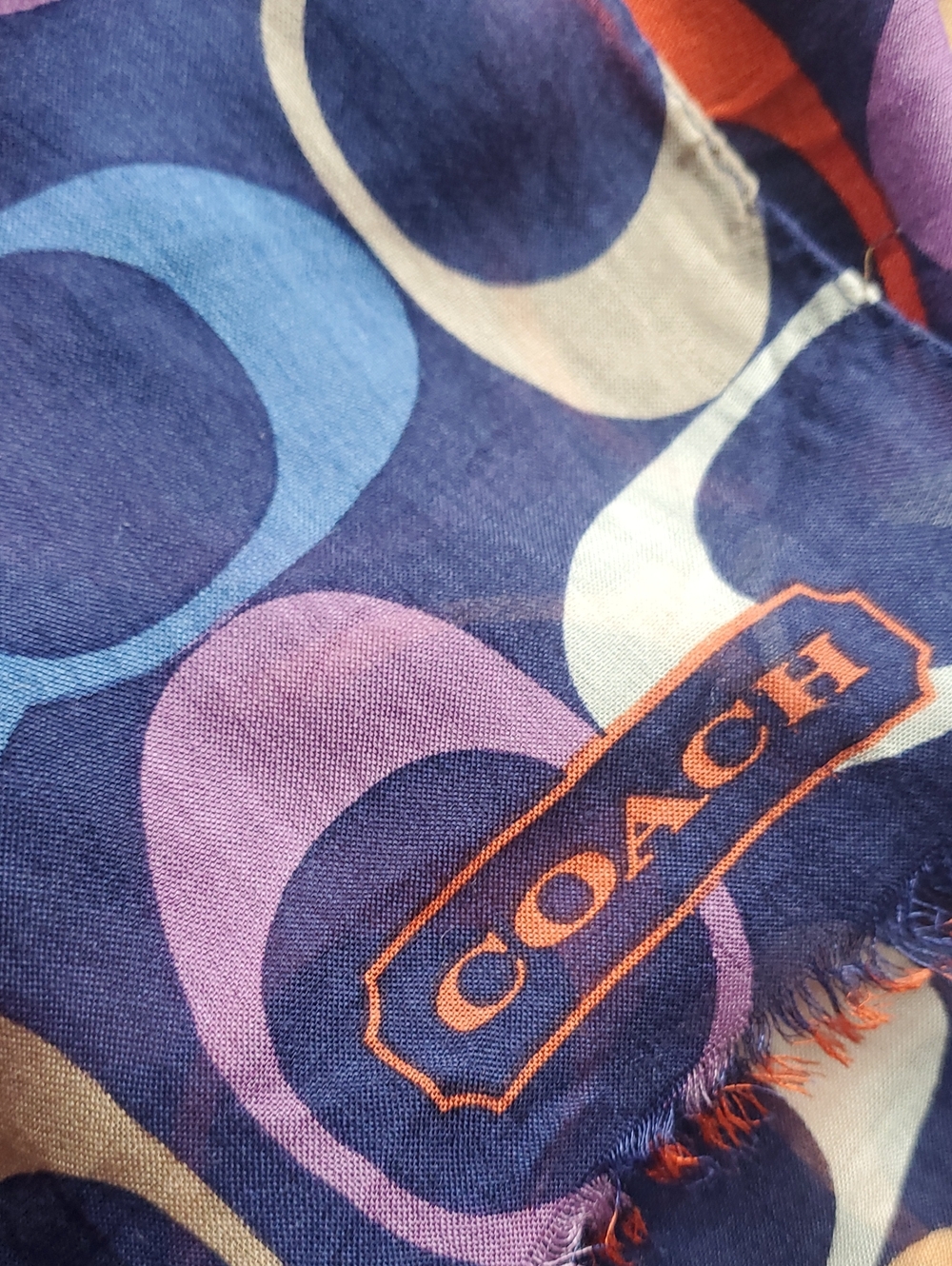 Coach Vintage Purple Scarf Wrap Shawl - Picture 9 of 11